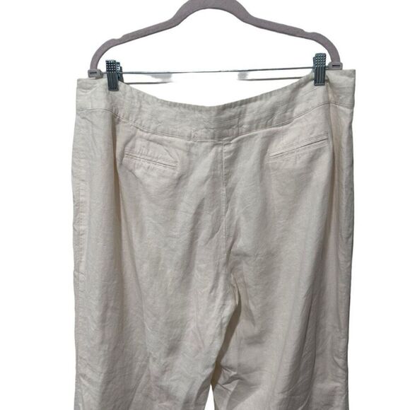 J. Jill Cream Linen Button Zip Fly Wide Leg Beachy Coastal Pants Size 18 Summer - Picture 13 of 16